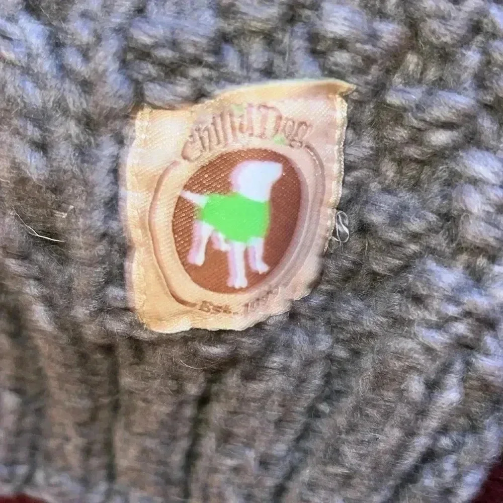 Chilly Dog 100% Wool Hand Knit Sweater Gray Size Medium